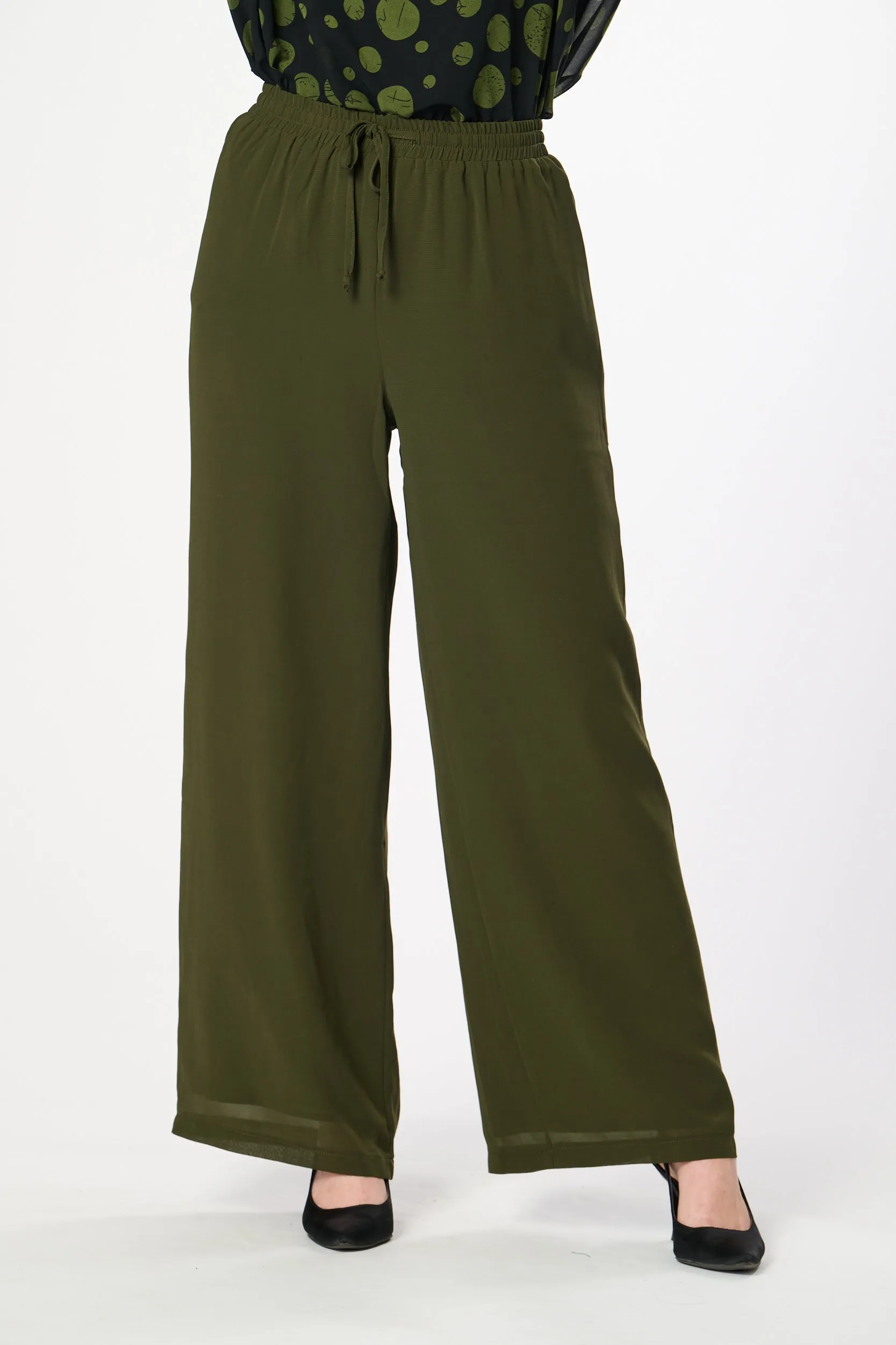 Saloos Plain Wide Leg Trousers