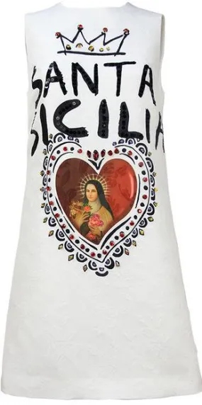 'Santa Sicilia' Embellished Mini Shift Dress