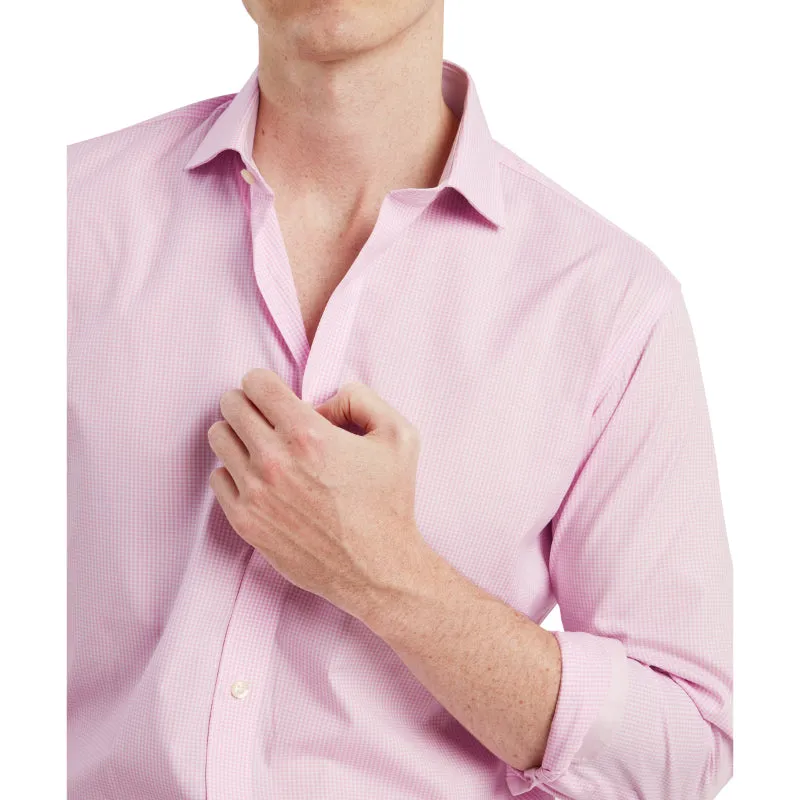 Schoffel Greenwich Single Cuff Tailored Fit Mens Shirt - Light Pink Micro Check