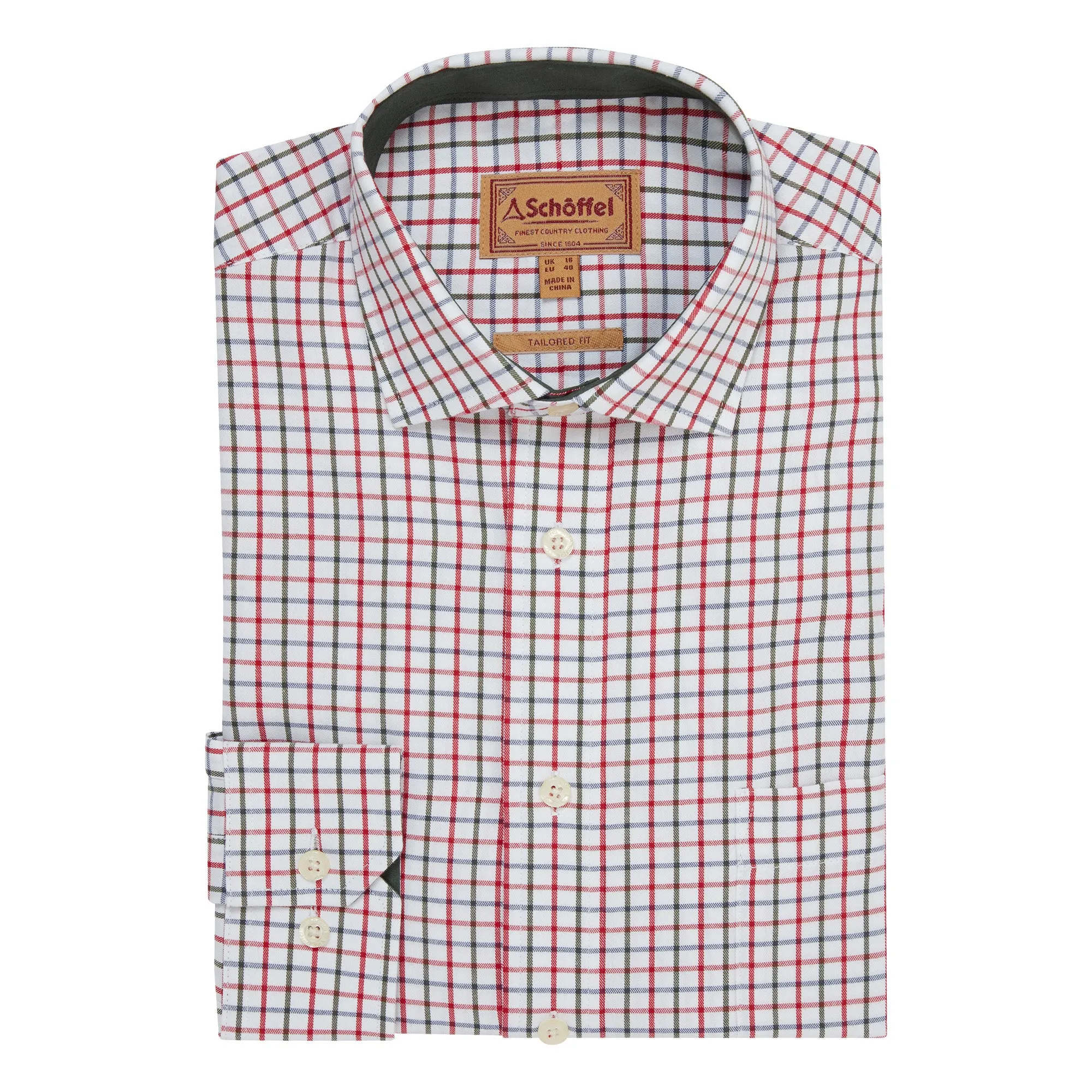 Schoffel Mens Milton Tailored Shirt - Chilli/Loden Check