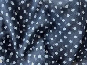 Semi-Sheer Fashionable Black & White Dotted Silk Chiffon (Made in Italy)