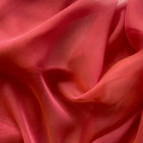 Semi-Sheer Iridescent Salmon & Bronze Silk Chiffon (Made in Italy)