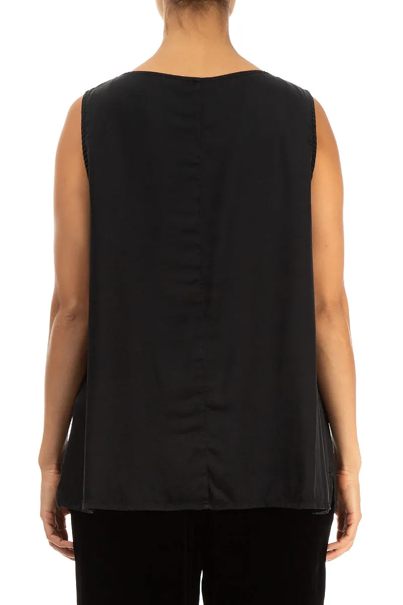 Sleeveless Black Silk Top