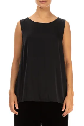 Sleeveless Black Silk Top