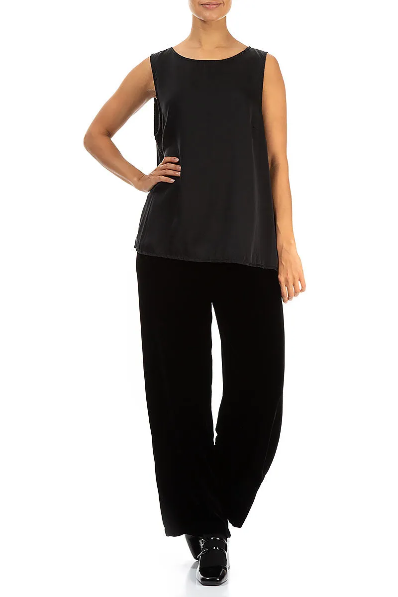 Sleeveless Black Silk Top