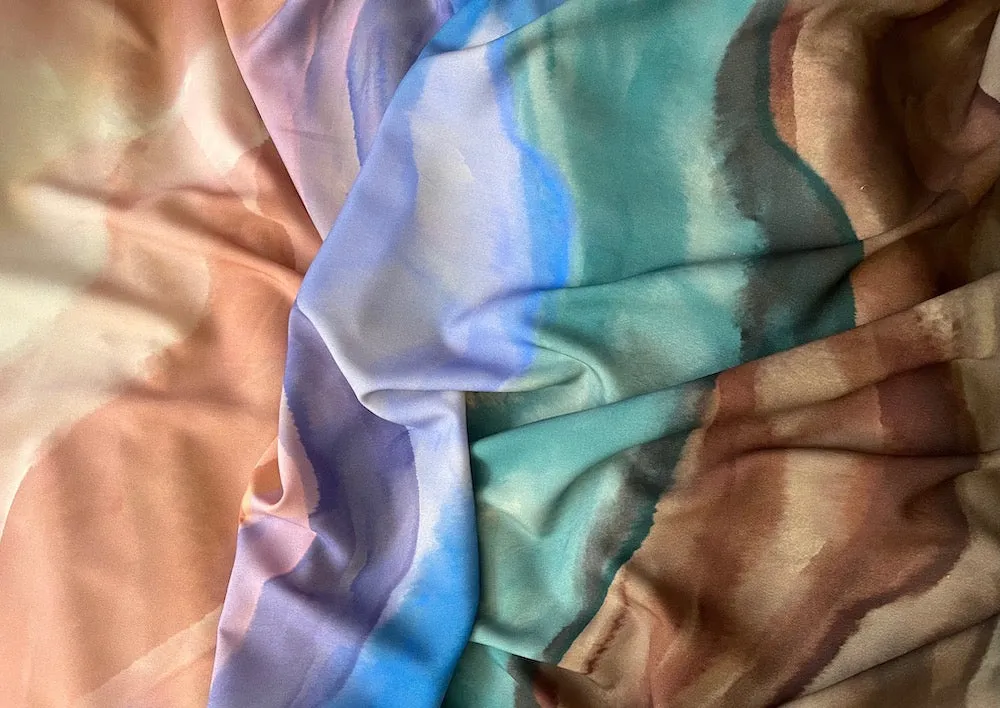 Soft Mohave Desert Sunset Stretch Silk Crepe de Chine (Made in Italy)