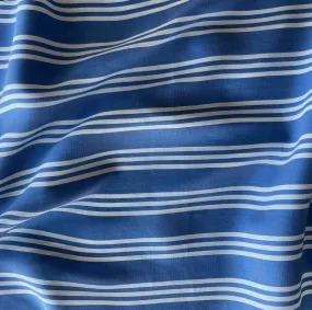 Striped Yale Blue & White Silk Crepe de Chine (Made in Italy)