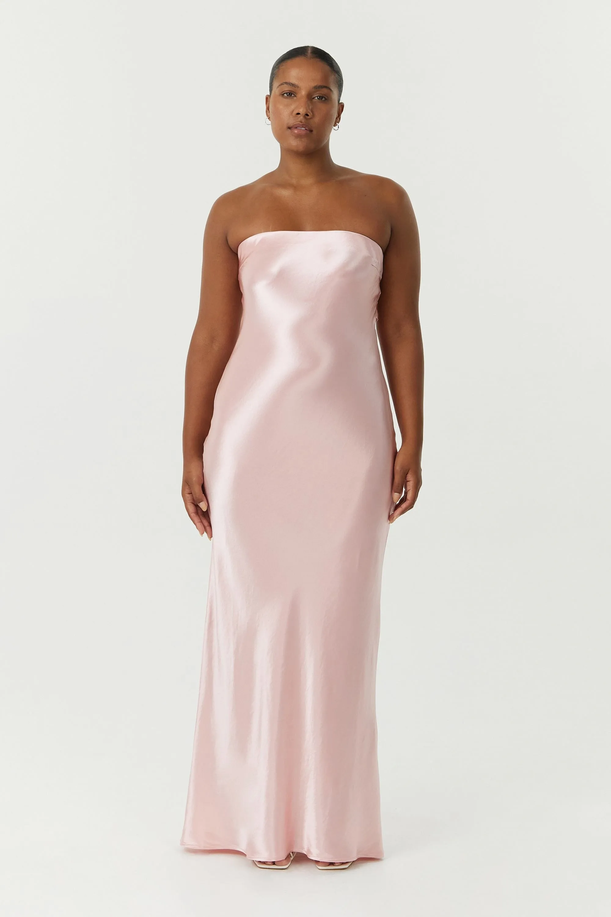 Third Form Satin Tie Back Strapless Maxi Dress - Fairy Floss