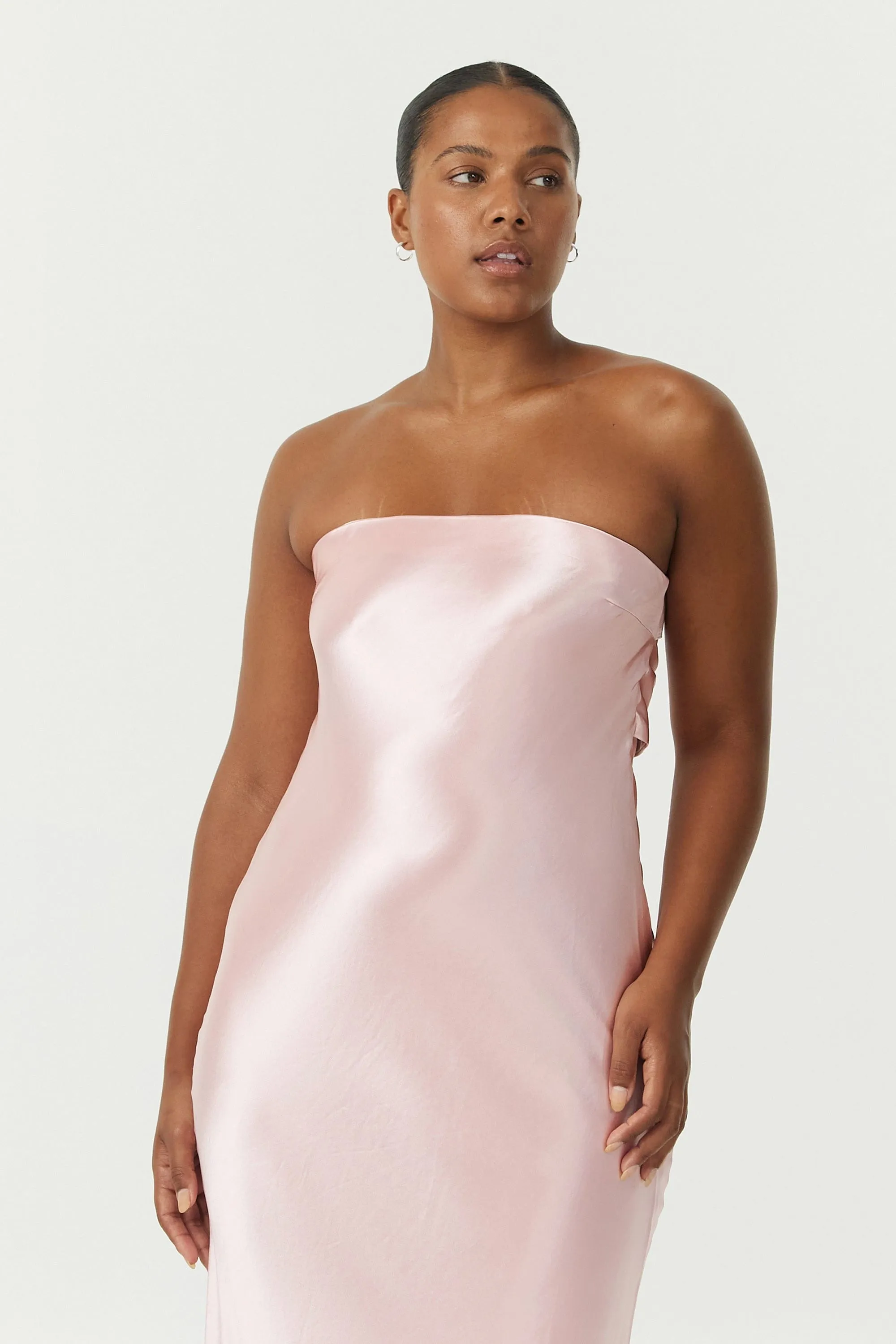 Third Form Satin Tie Back Strapless Maxi Dress - Fairy Floss