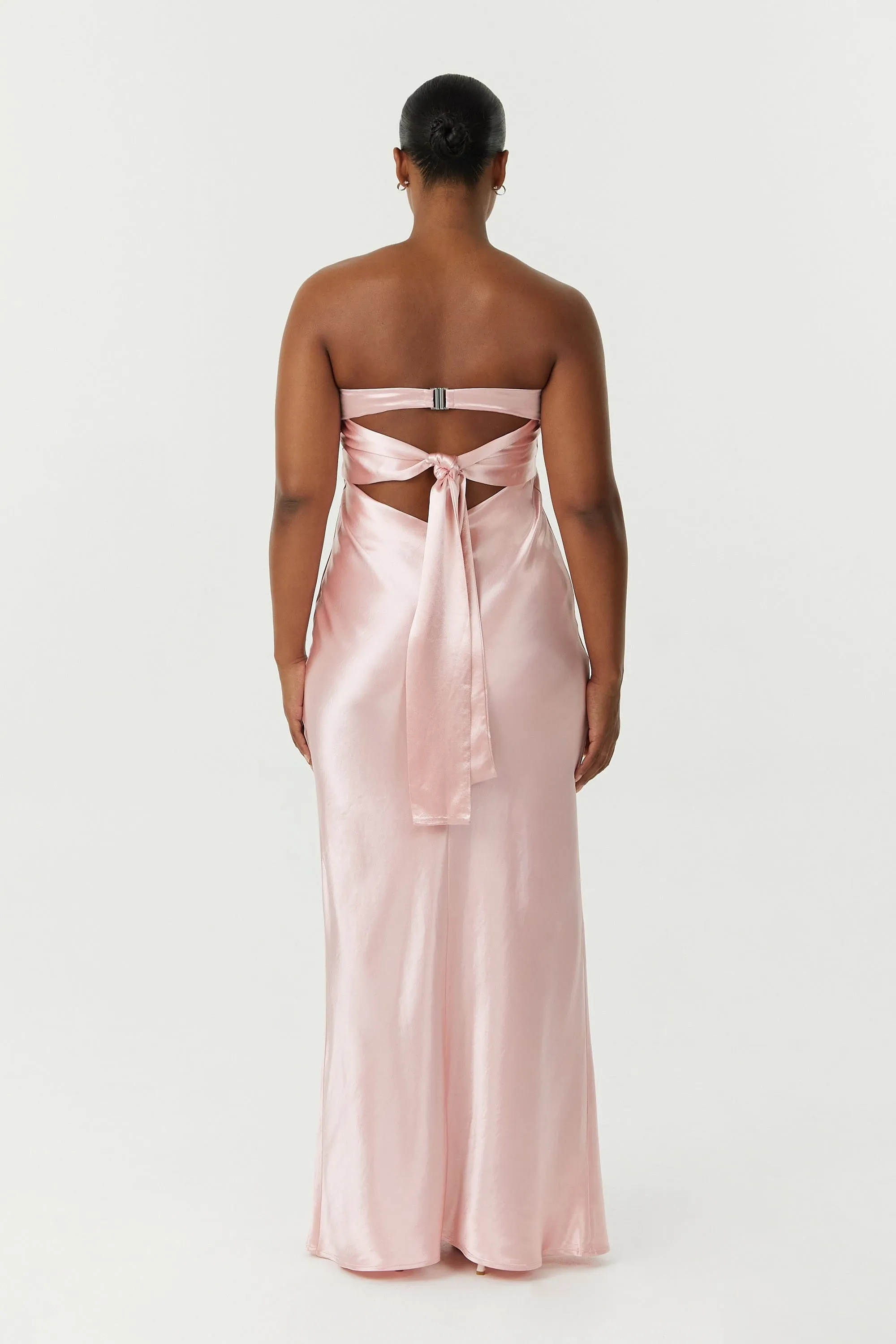 Third Form Satin Tie Back Strapless Maxi Dress - Fairy Floss