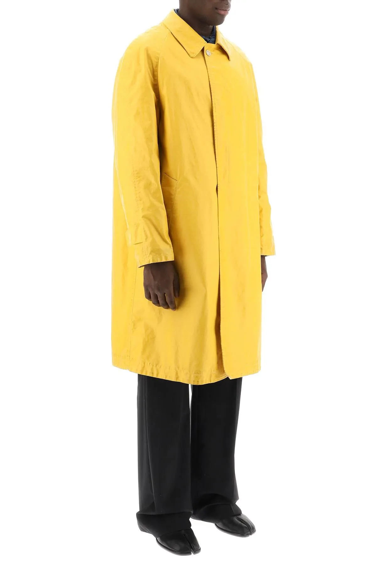 TRENCH COAT IN WORN-OUT EFFECT COATED COTTON