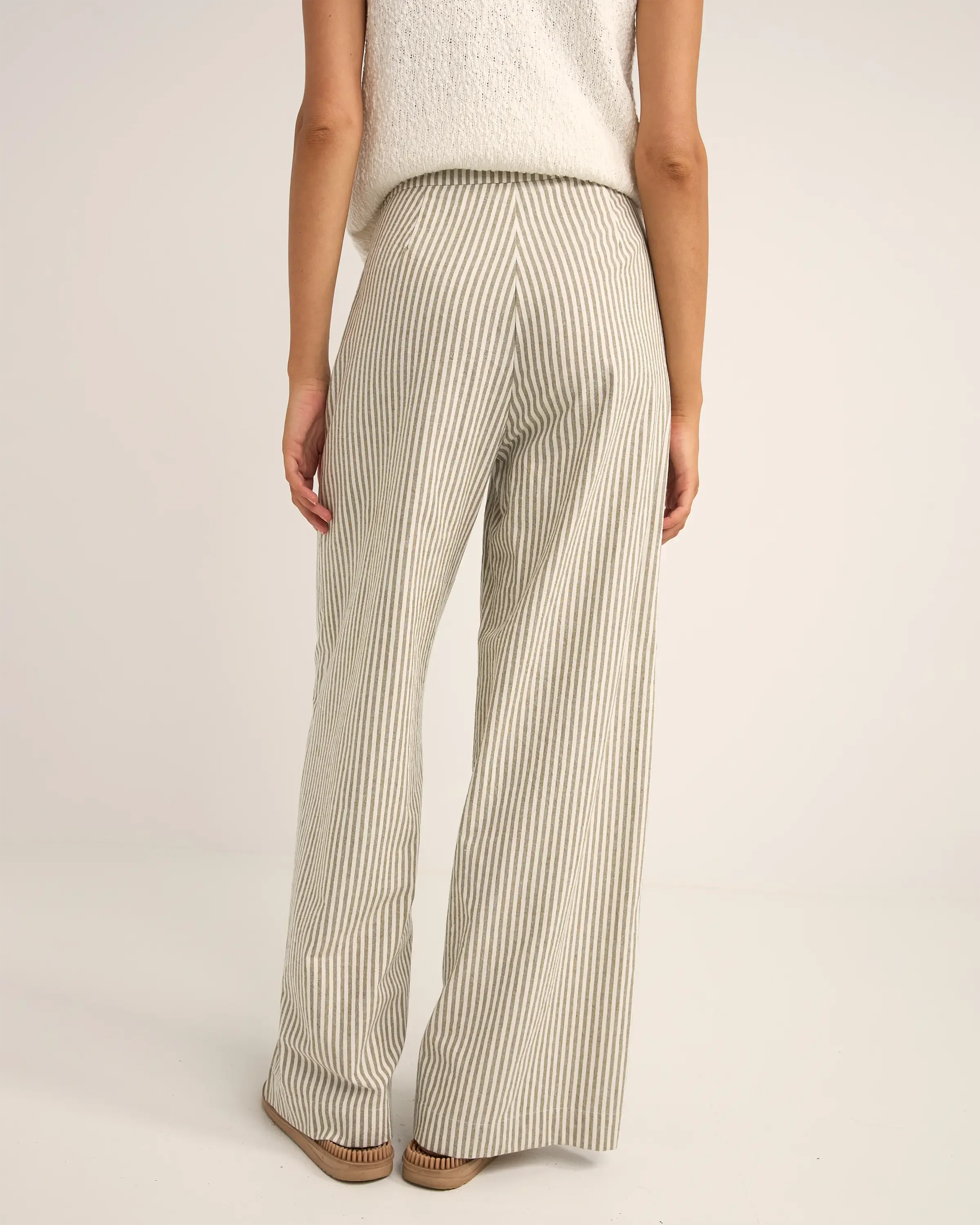 Valley Stripe Wide Leg Trousers in Ivy