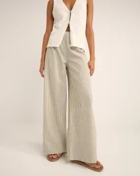 Valley Stripe Wide Leg Trousers in Ivy