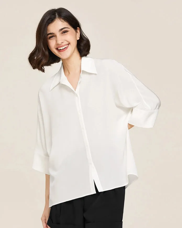 Weekend Oversize Silk Blouse Natural White