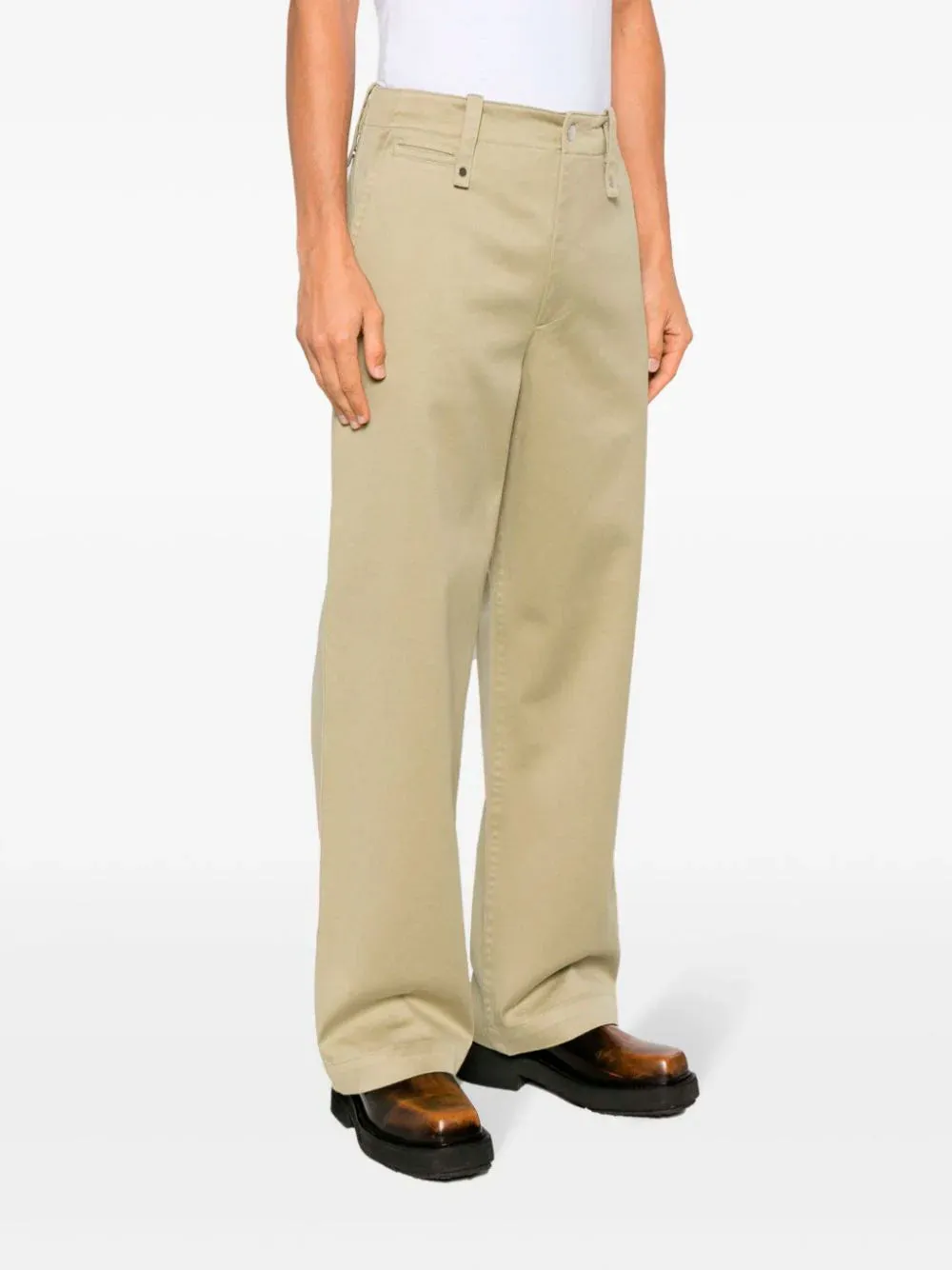 Wide-leg cotton trousers