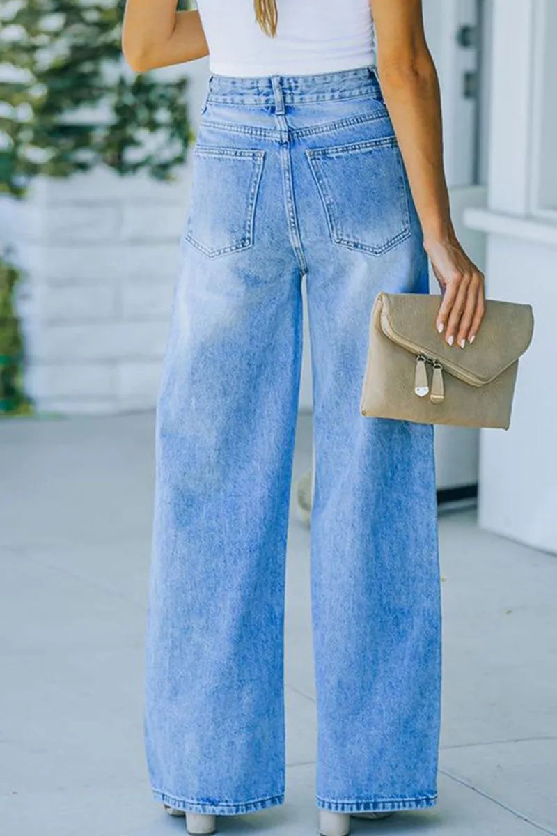 Wide Leg Denim Trousers