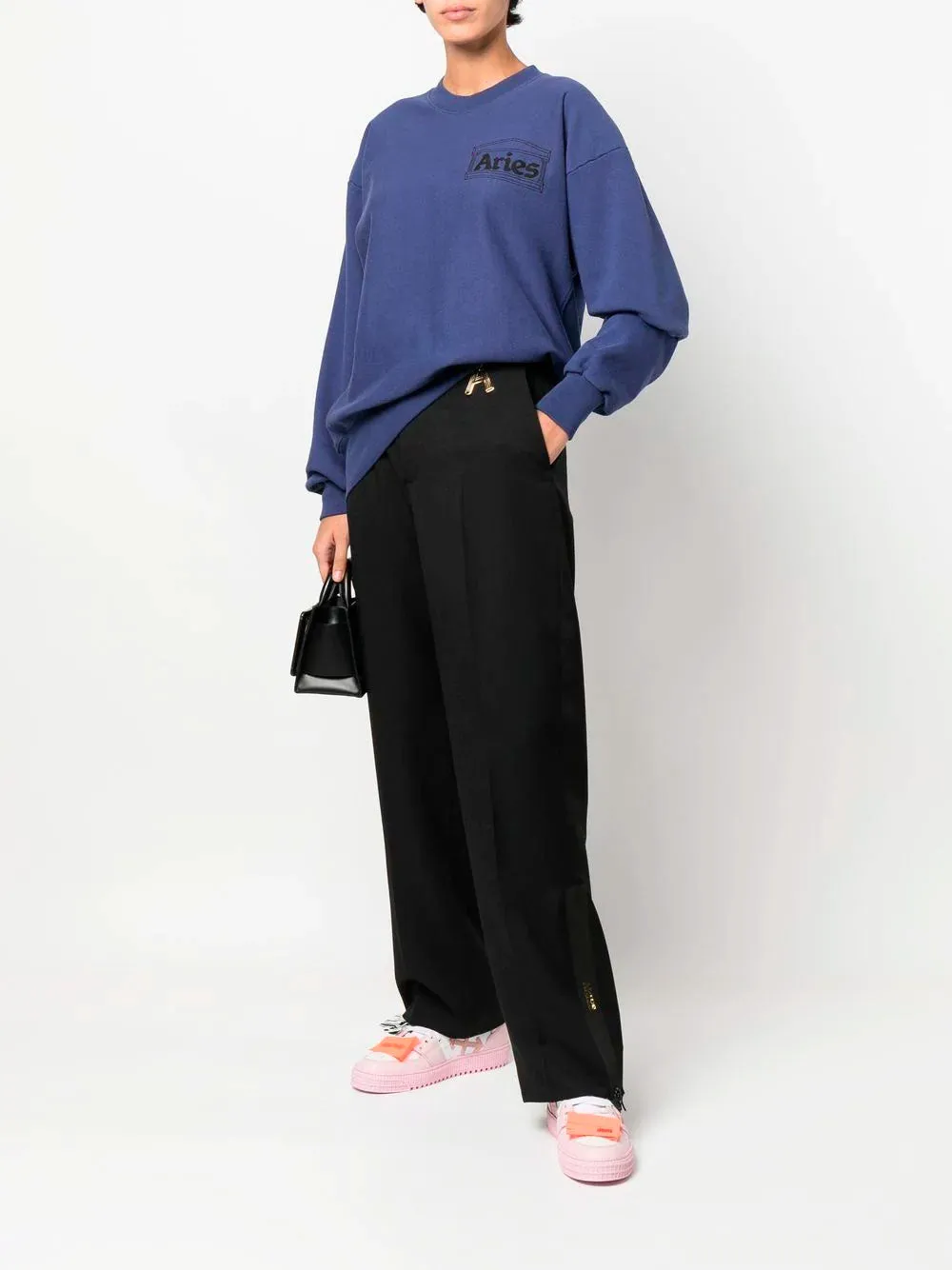 Wide-leg logo-charm trousers