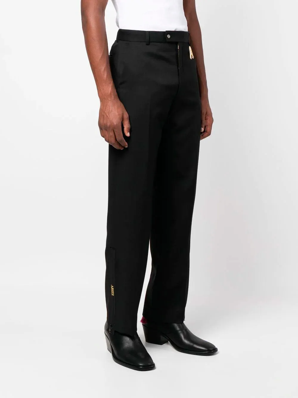 Wide-leg logo-charm trousers