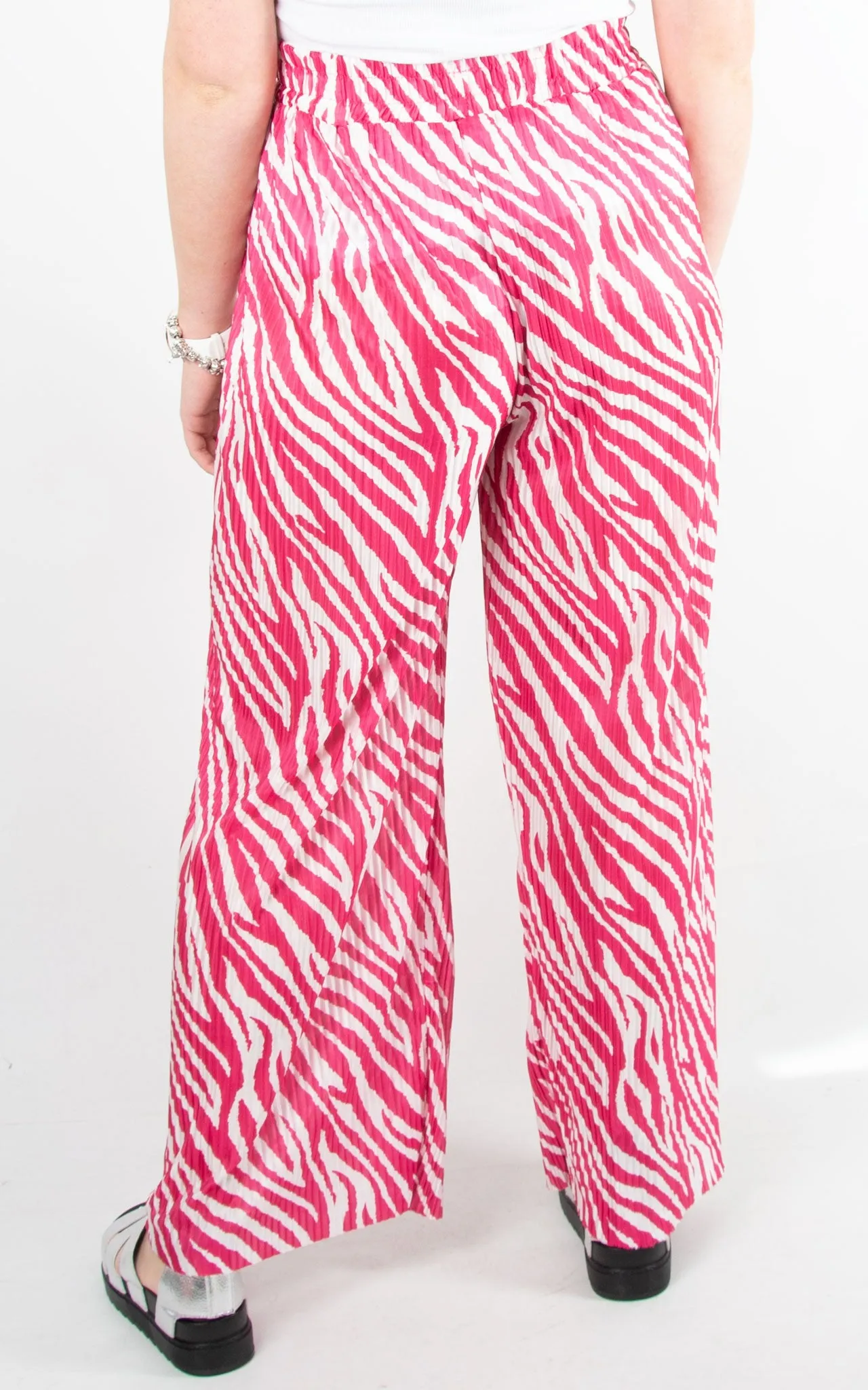 Wide Leg Zebra Trousers | Pink