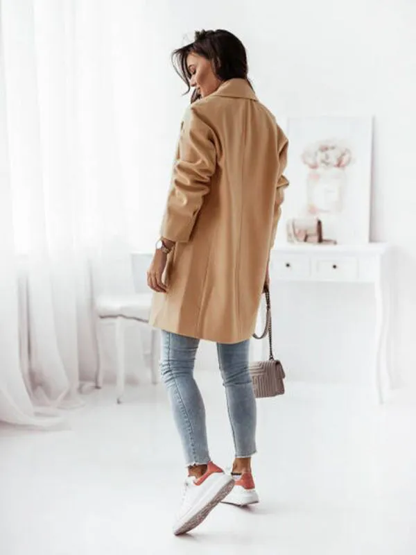 Wool Blend Raincoat - Elegant Double Breasted Blazer