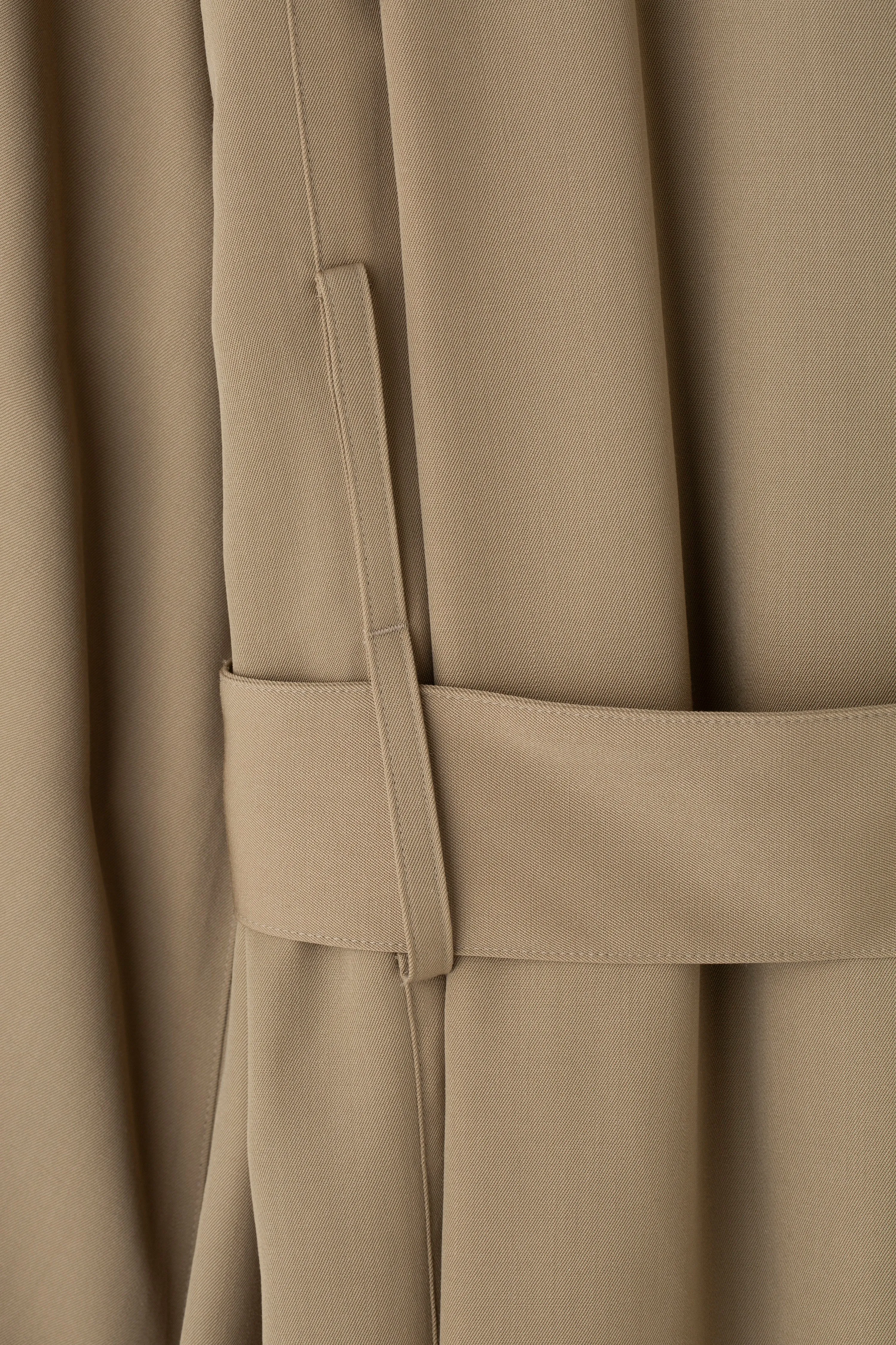 Wool Gabardine Trench Coat in Beige